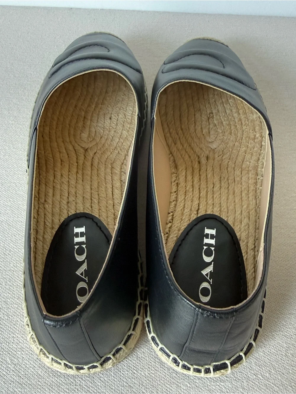 Coach Cruz Espadrille Leather Loafer Black CR848 Size 7